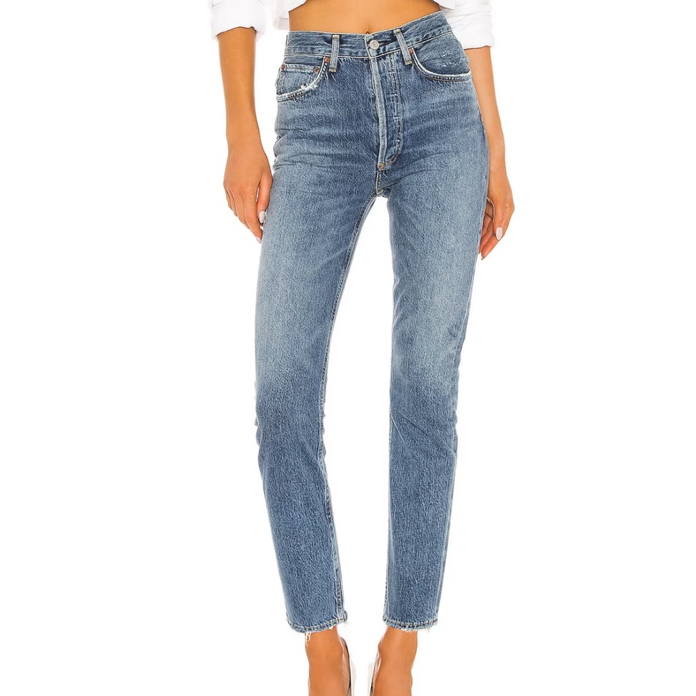 Agolde High Rise Jean Sz 24 distressed medium wash